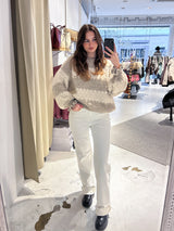 Strickpullover Gestreift mit Rüschen taupe