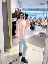 Oversized Strickpullover mit Stehkragen Rosa
