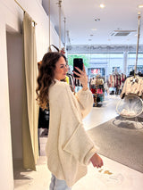 Oversized Strickpullover mit Stehkragen Beige