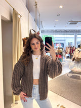 Grobe Strickjacke Braun