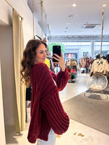 Grobe Strickjacke Weinrot