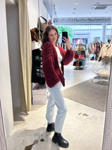 Grobe Strickjacke Weinrot