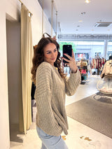 Grober Strickpullover Taupe