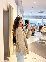 Grober Strickpullover Taupe