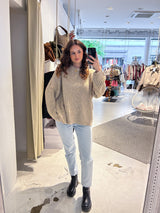 Grober Strickpullover Taupe