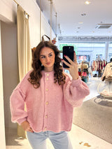Kurze Oversized Strickjacke Rosa