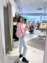 Kurze Oversized Strickjacke Rosa