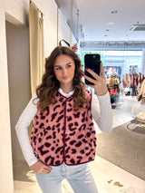 Teddy Weste mit Knopfleiste Leo Pink