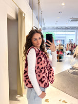 Teddy Weste mit Knopfleiste Leo Pink