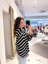 Strickpullover mit Muster Schwarz/Beige