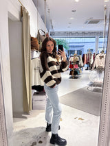 Oversized Strickpullover Gestreift Braun