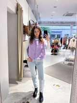 Kurze Teddy Weste mit Knopfleiste Flieder