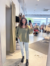 Strickpullover mit V-Ausschnitt Olive