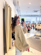 Strickpullover mit V-Ausschnitt Taupe