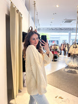 Strickpullover mit V-Ausschnitt Beige