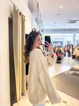 Strickpullover mit V-Ausschnitt Beige