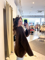 Strickpullover mit V-Ausschnitt Braun