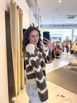 Strickpullover mit Wellenmuster Beige/Braun