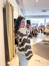 Strickpullover mit Wellenmuster Beige/Braun