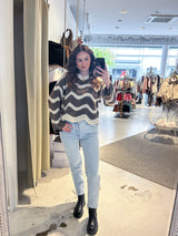 Strickpullover mit Wellenmuster Beige/Braun