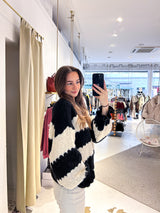 Strickpullover Gestreift mit Rüschen Schwarz