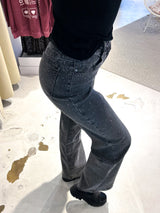 Dad Fit Jeans mit Steinchen Grau