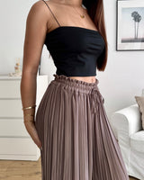 Plissee Hose Taupe