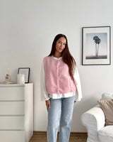 Kurze Teddy Weste mit Knopfleiste Rosa