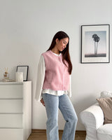 Kurze Teddy Weste mit Knopfleiste Rosa