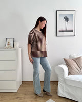 T-Shirt mit Streifen Creme/Braun