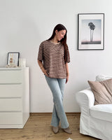 T-Shirt mit Streifen Creme/Braun