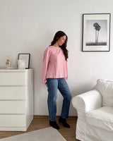 Longsleeve mit Doppelstreifen Rosa/Camel
