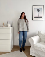 Longsleeve Moment mit Streifen Olive/Rost