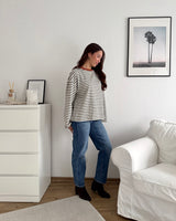 Longsleeve Moment mit Streifen Olive/Rost