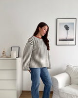 Longsleeve Moment mit Streifen Olive/Rost