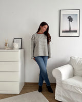 Longsleeve Moment mit Streifen Olive/Rost