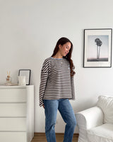 Longsleeve Moment mit Streifen Braun/Blau