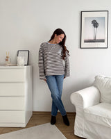Longsleeve Moment mit Streifen Braun/Blau