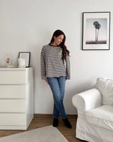 Longsleeve Moment mit Streifen Braun/Gelb