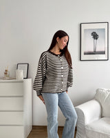 Cardigan mit Streifen Braun/Weiß