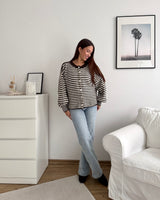 Cardigan mit Streifen Braun/Weiß