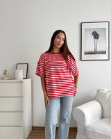 T-Shirt mit Streifen Rot/Rosa