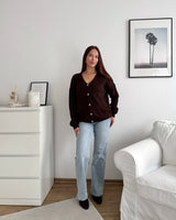 Feine Strickjacke Dunkelbraun