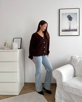 Feine Strickjacke Dunkelbraun