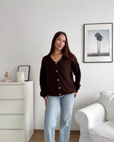 Feine Strickjacke Dunkelbraun