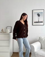 Feine Strickjacke Dunkelbraun