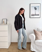 Jacke mit hohem Kragen Dots Schwarz