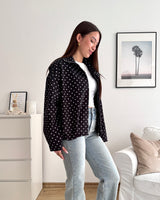 Jacke mit hohem Kragen Dots Schwarz