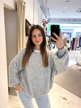 Oversized Strickpullover Hellgrau