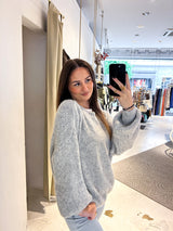 Oversized Strickpullover Hellgrau